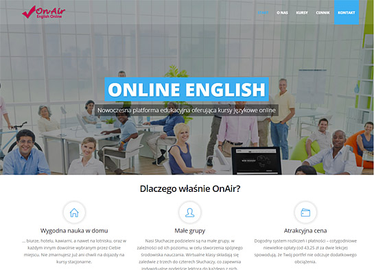 Strona internetowa kursów języka angielskiego online-onair.edu.pl