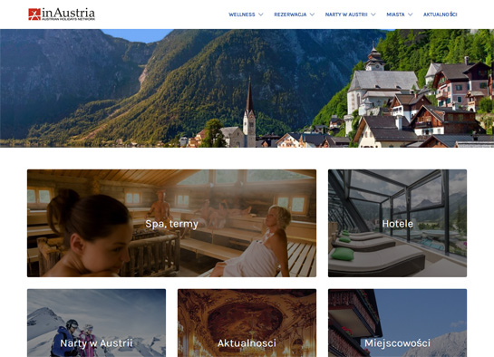Strona internetowa serwisu turystycznego InAustria